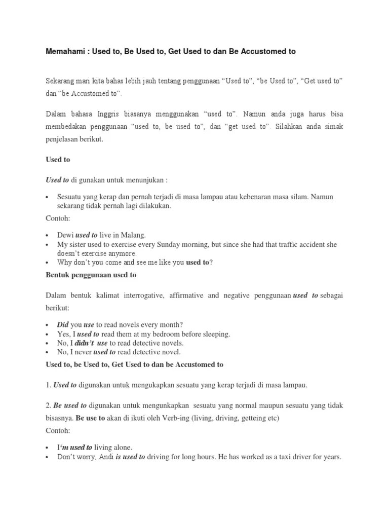 Penggunaan USED TO Dalam Kalimat Bahasa Inggris | PDF
