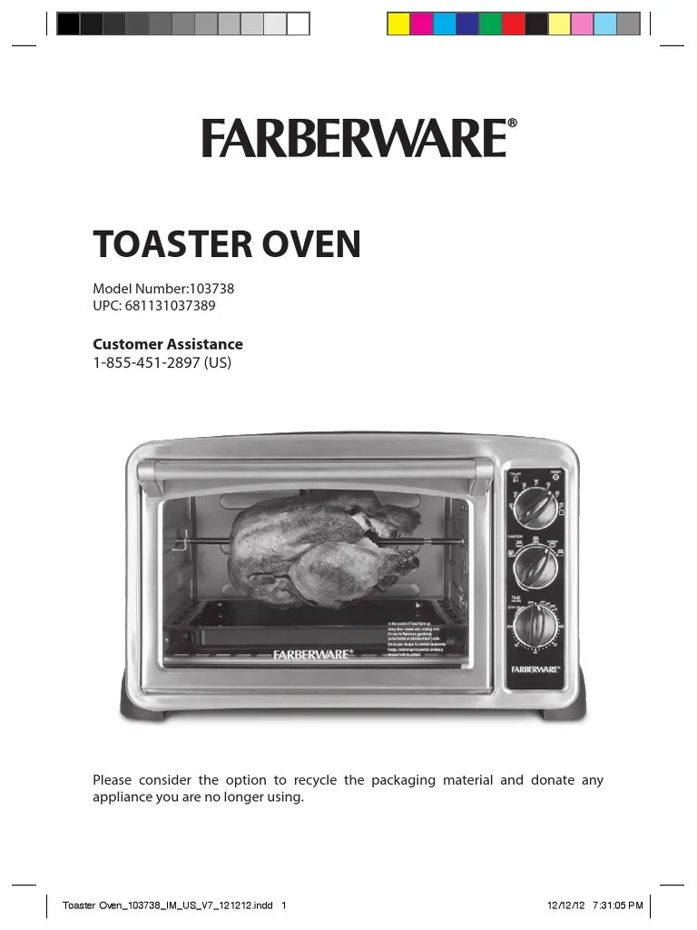 Farberware Counter Top Oven Use and Care Manual | PDF | Roasting | Grilling