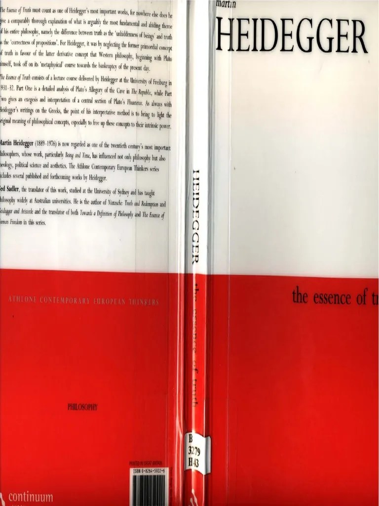 Martin Heidegger The Essence of Truth On Plato S Cave Allegory and