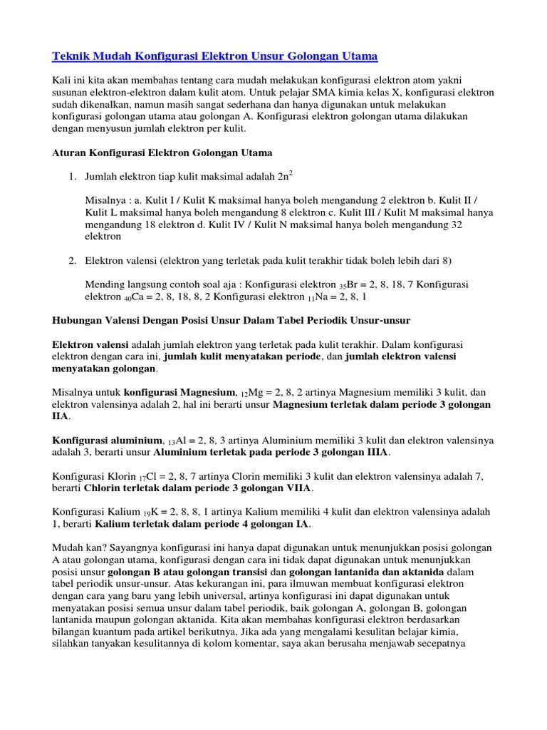 Konfigurasi Elektron | PDF