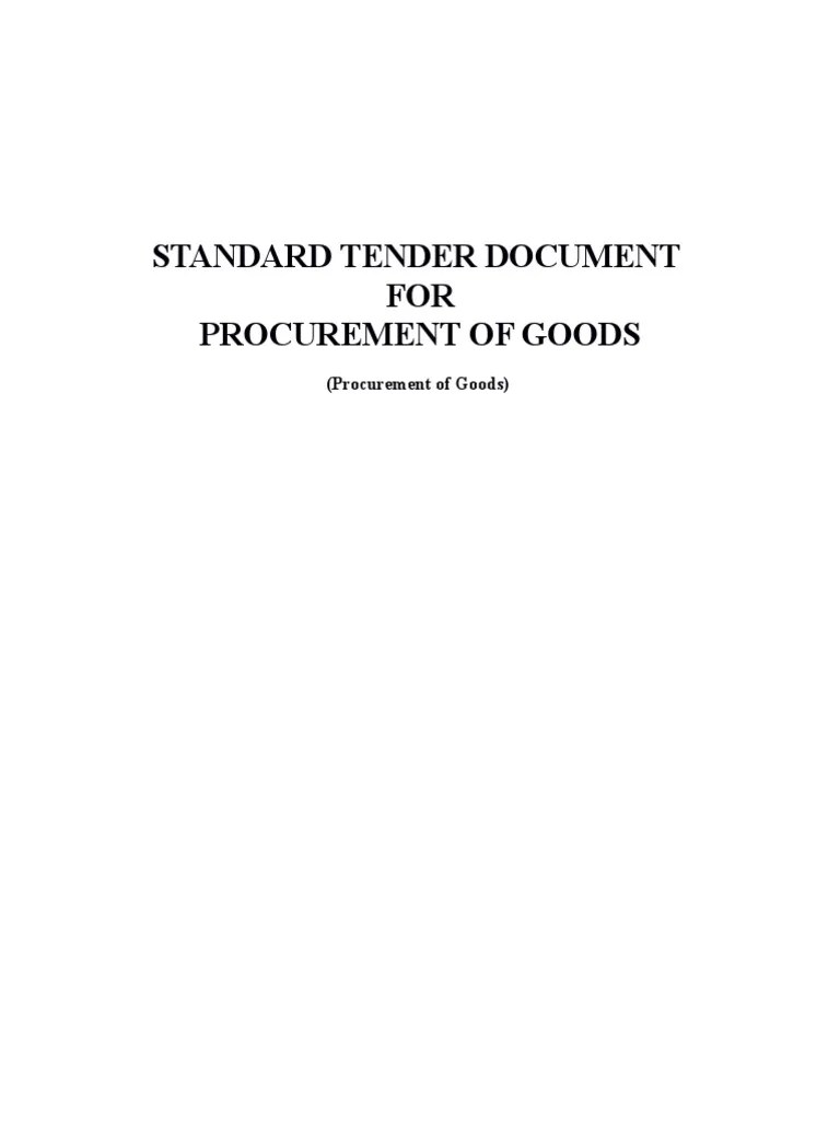 Standard Tender Document For Procurement of Goods PDF Specification