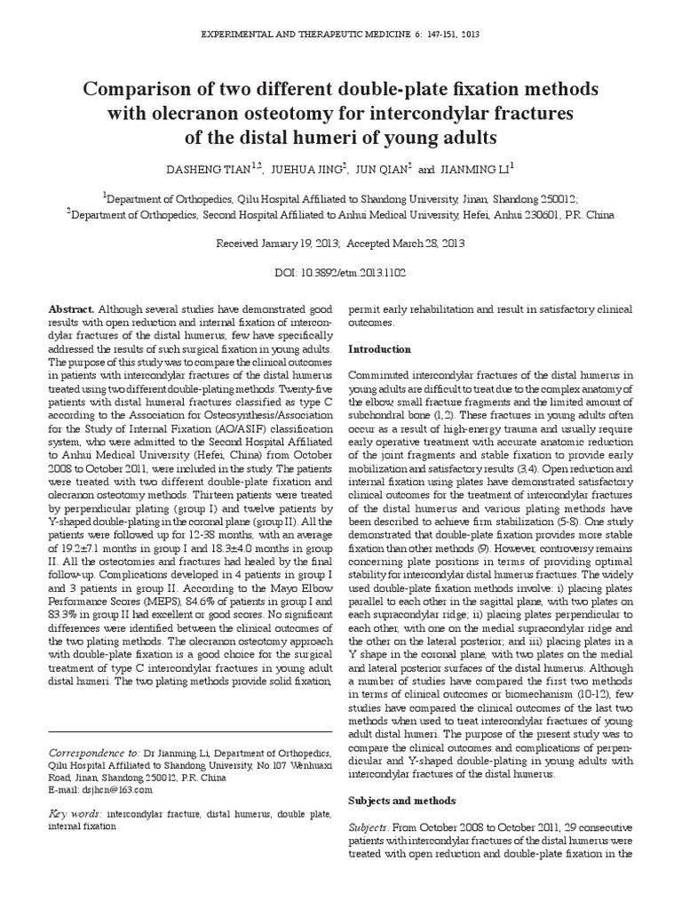jurnal fraktur humerus distal Elbow Musculoskeletal System