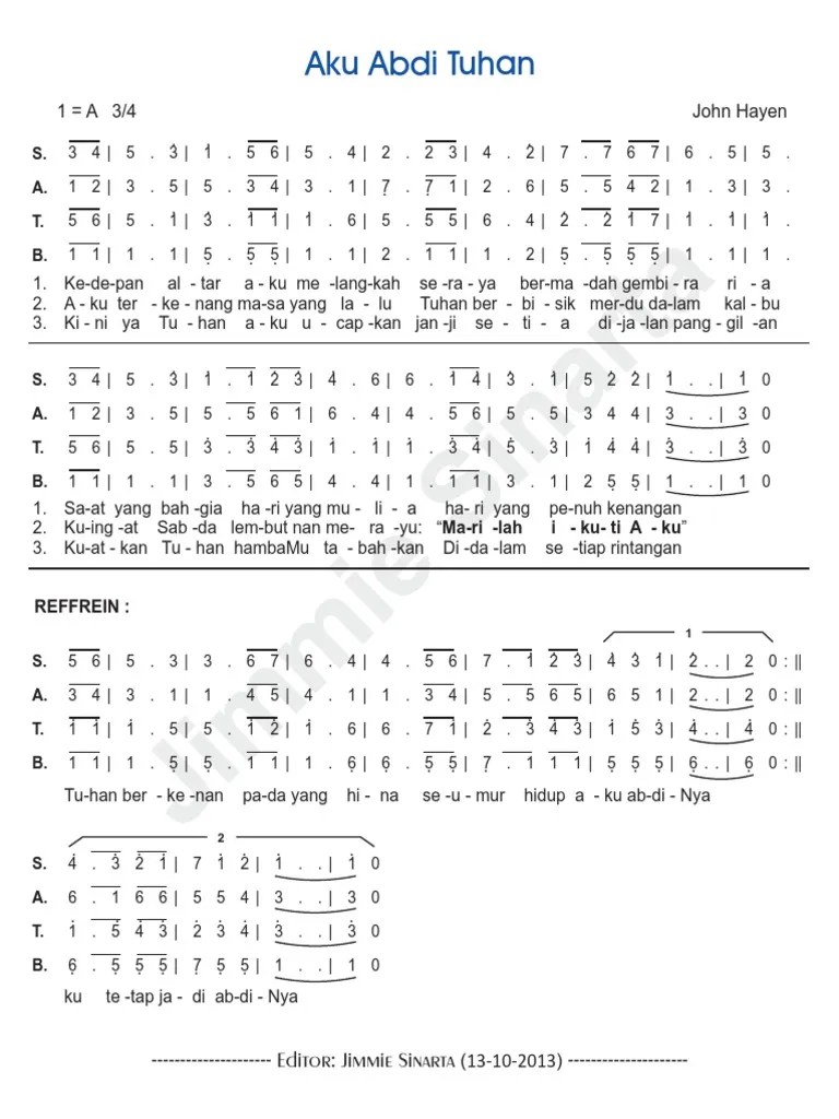 Partitur Aku Abdi Tuhan