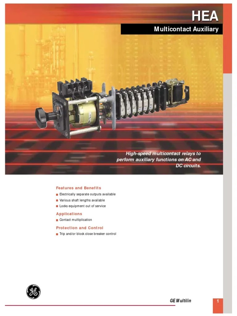GE Lockout Relay HEA Manual Relay Alternating Current