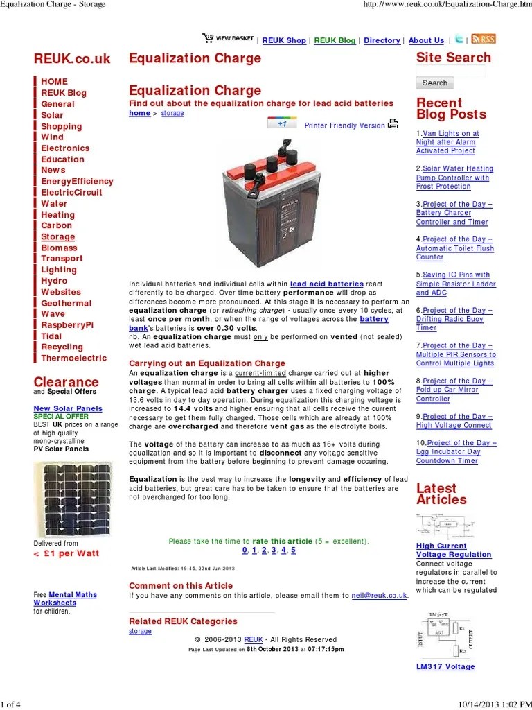 Equalization Charge - Storage | Battery (Electricity) | Battery Charger
