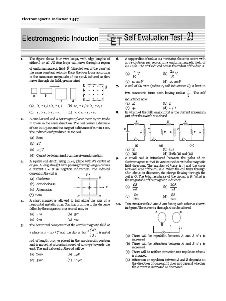 Self Evalution TestEMI Induction Inductor