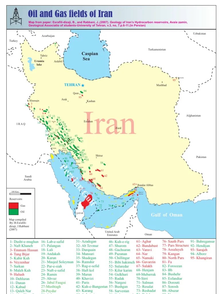 Iran Oil Fields Map Iran Oil and Gas Fields Map (Old Reservoirs)