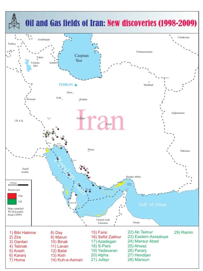 Iran Oil and Gas Fields Map (New Fields)