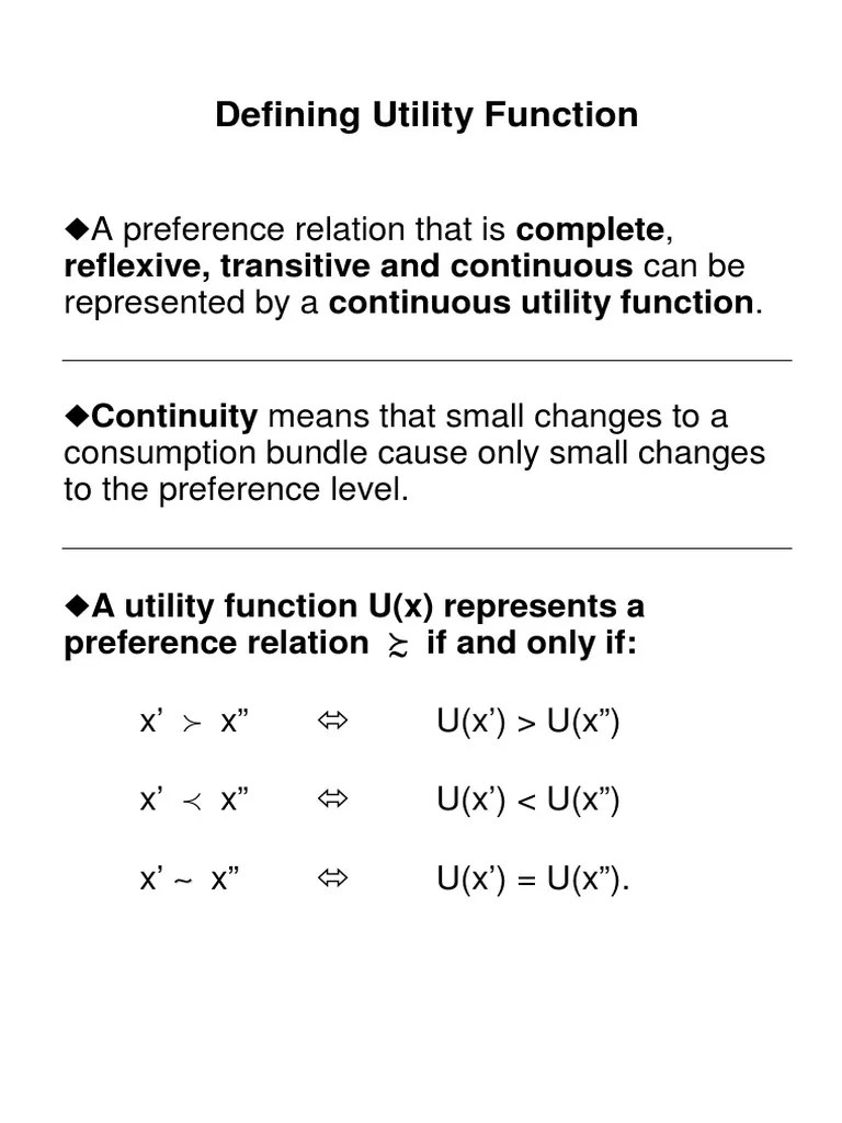 Defining Utility Function Utility Mathematical Objects