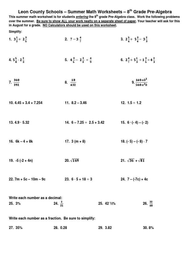 8th Grade Math PDF