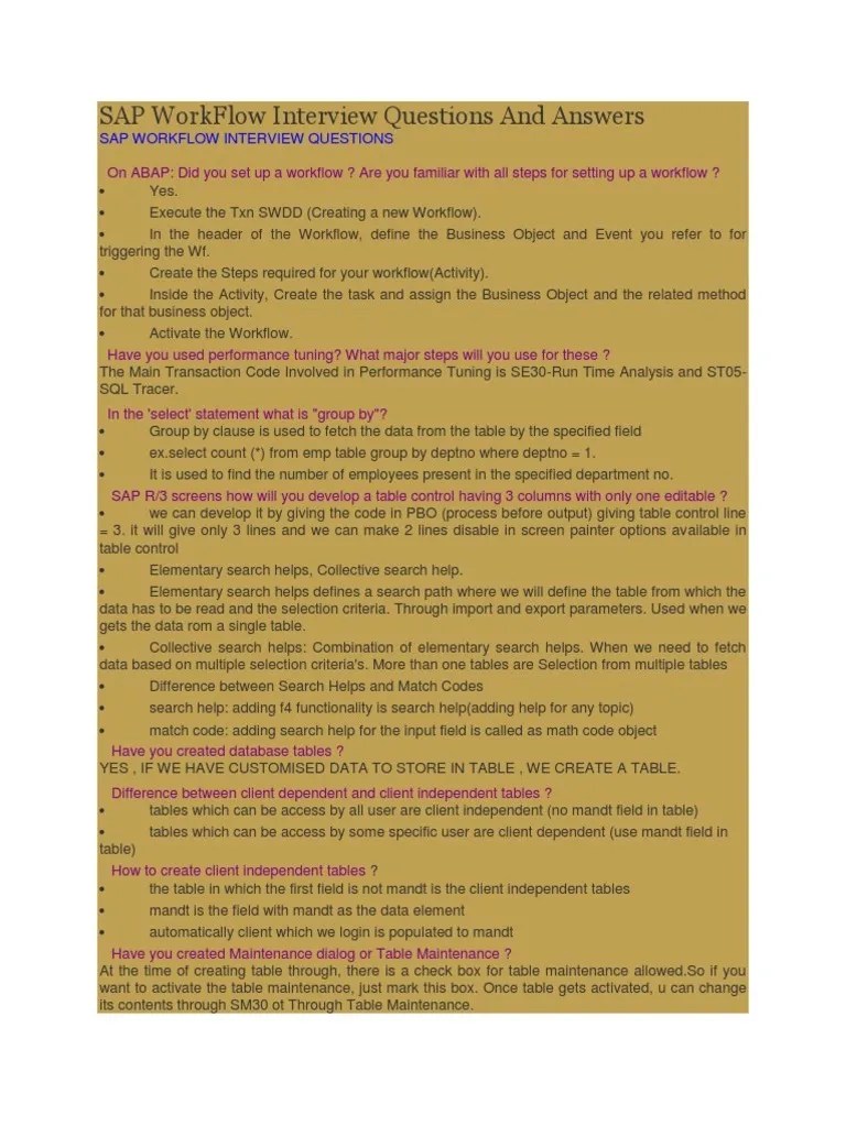 SAP WorkFlow Interview Questions and Answers Email Business Process