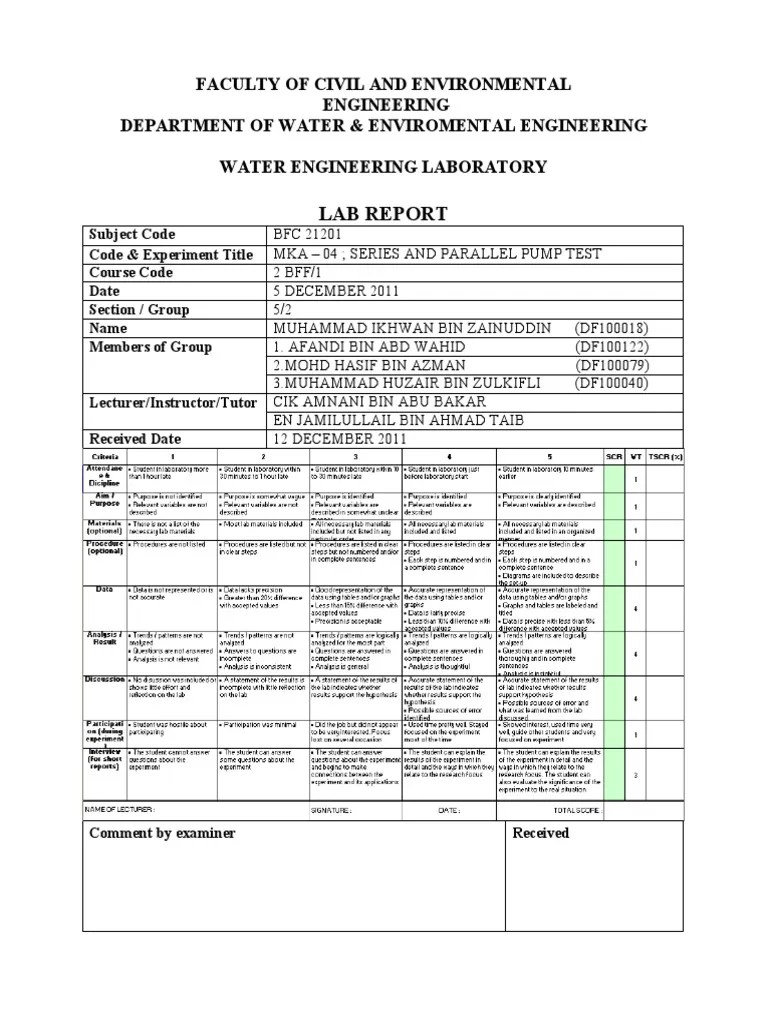 Series & Parallel Pump Test | PDF | Phases Of Matter | Pump