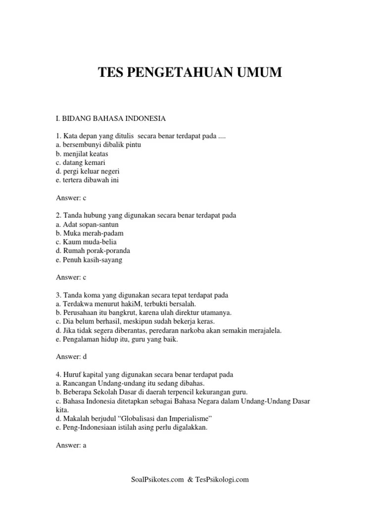 Tes Pengetahuan Umum | PDF