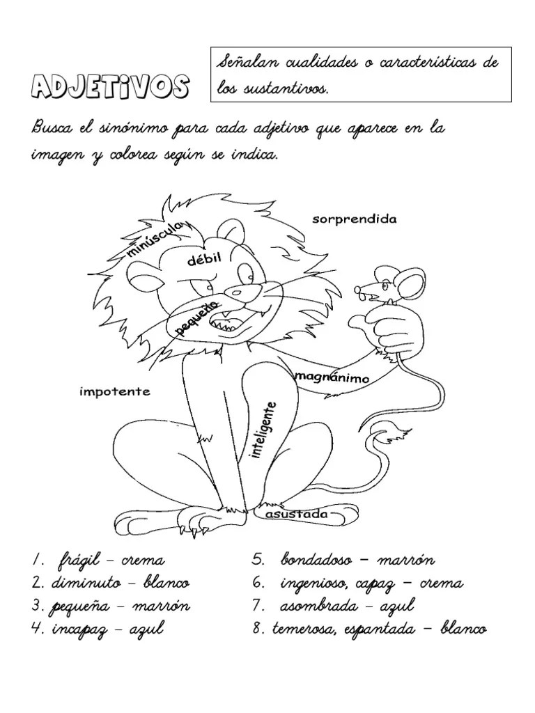 Adjetivos Fabula El Leon y El Raton