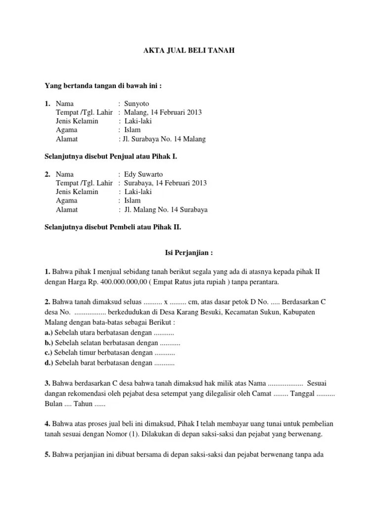 Akta Jual Beli Tanah