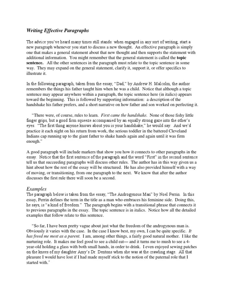 Writing Effective Paragraphs