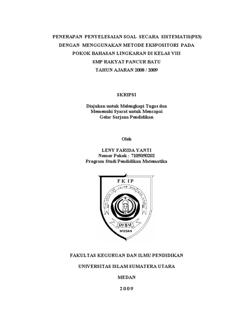 Contoh Skripsi Kuantitatif Pendidikan Matematika Pdf Kumpulan