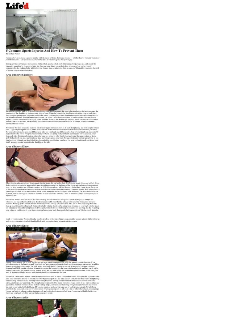 5 Common Sports Injuries And How To Prevent Them.pdf Knee Elbow