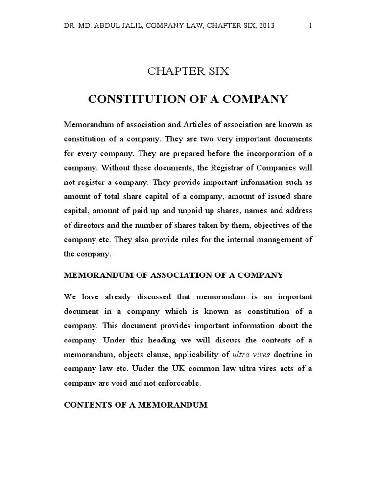 CHAPTER 6 Constitution of company.doc Articles Of Association