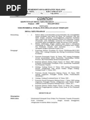 Contoh Surat Keputusan Lurah Terkait Pokja Posyandu Pdf