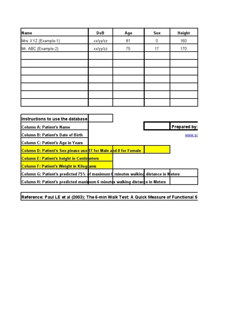 6 Minute Walk Test - Distance Calculator