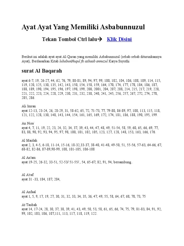 Ayat Ayat Yang Memiliki Asbabunnuzul | PDF
