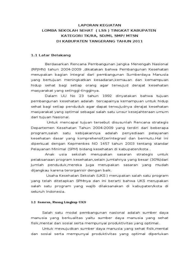 Contoh Laporan Program Sekolah Sehat
