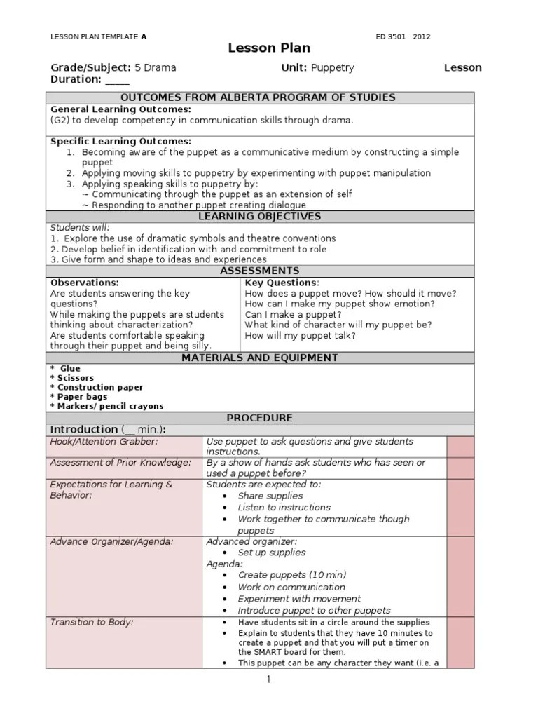puppet micro teach lesson plan Puppetry Puppets