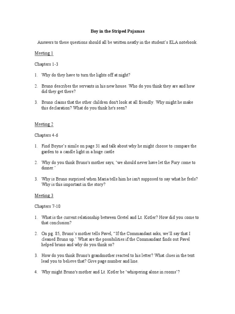 Boy in the Striped Pajamas Discussion Questions.pdf Fiction & Literature