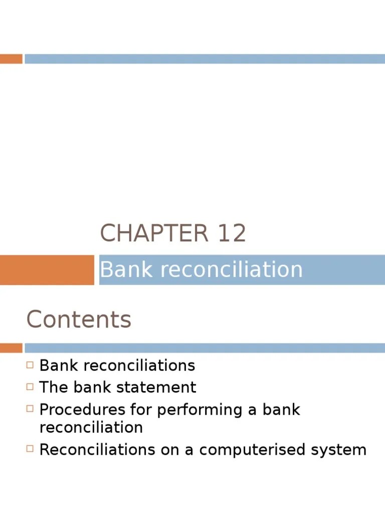 Chapter 12 Bank Reconciliation Overdraft Debits And