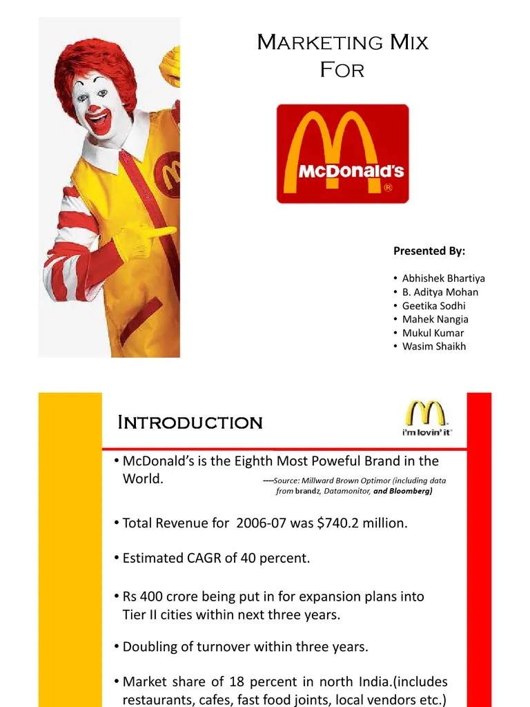 Mcdonalds' Marketing Mix