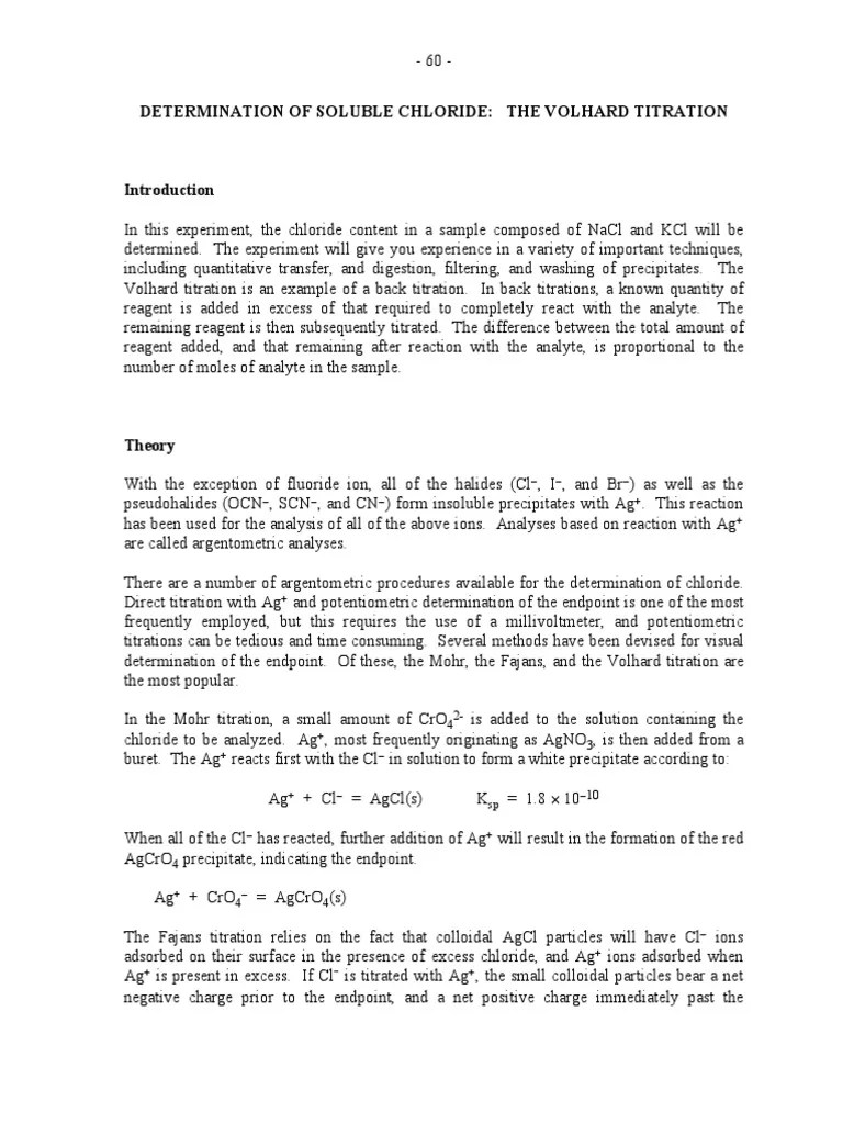 Volhard.pdf Titration Precipitation (Chemistry)