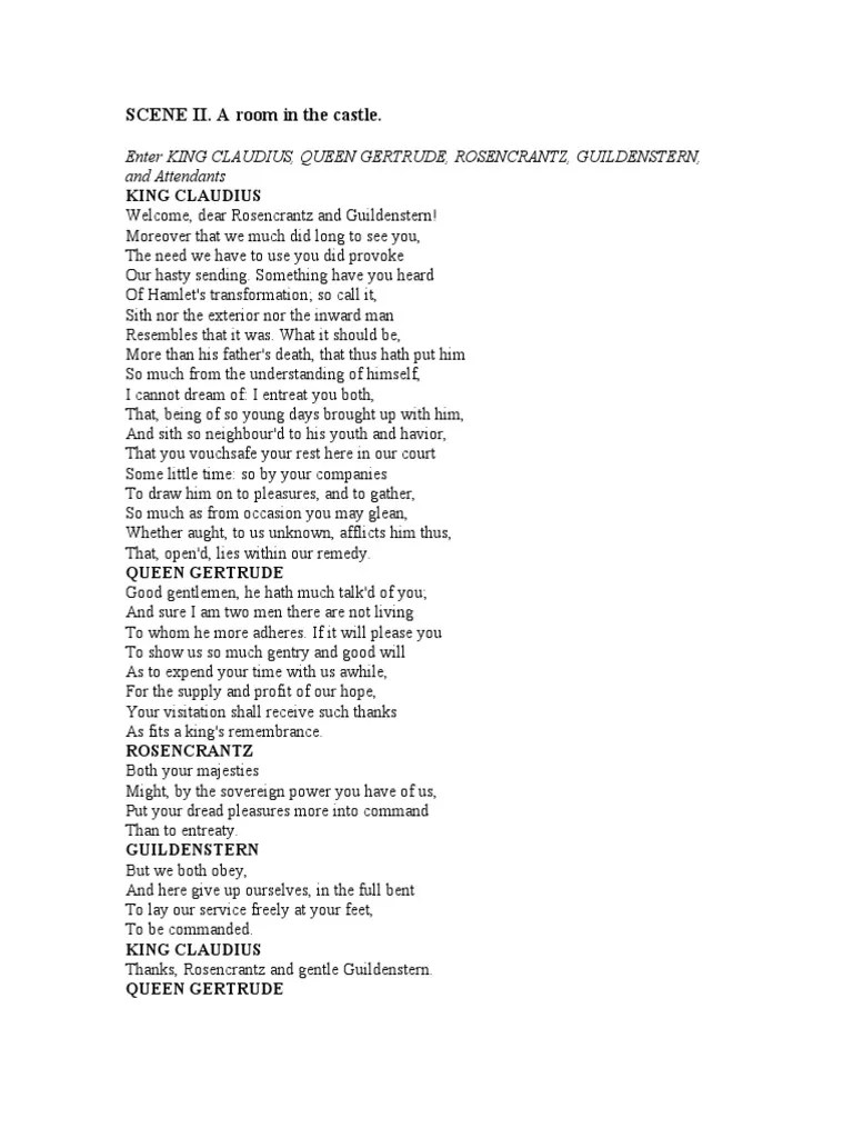 Hamlet Act 2 Scene 2 PDF Plays Based On European Myths And Legends