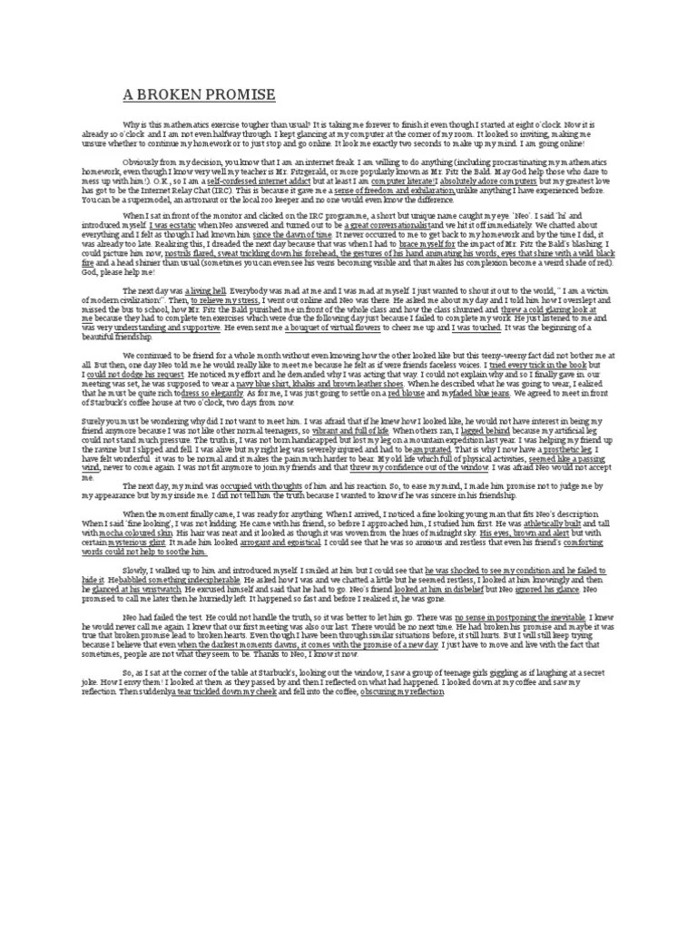 Narrative Essay For SPM A Broken Promise PDF