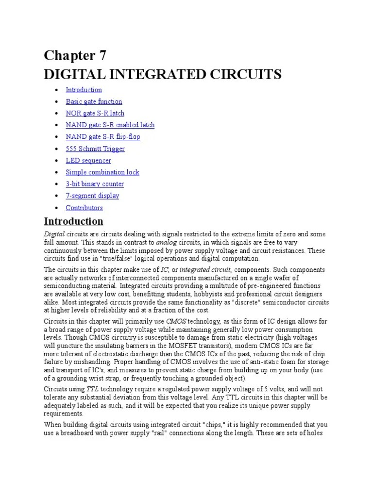 Chapter 7 Digital Integrated Circuits PDF Electronic Circuits Cmos