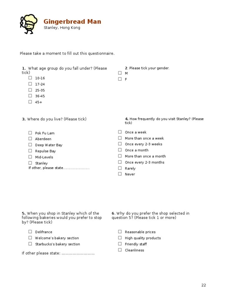 Understanding Customer Preferences A Questionnaire on Bakery Shopping