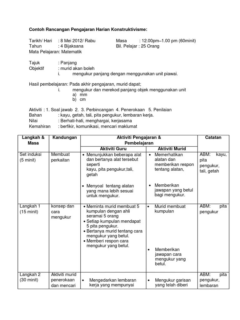Contoh Rancangan Pengajaran Harian Konstruktivisme dan objektivisme.docx