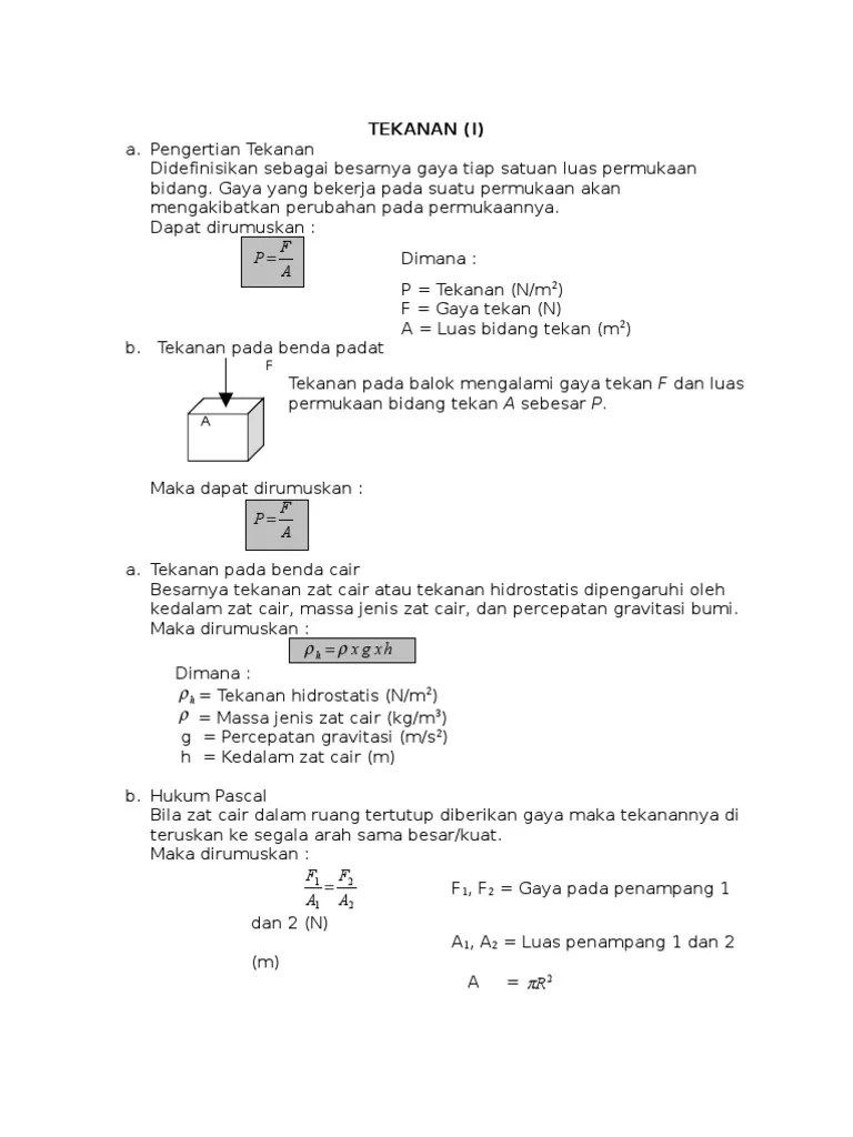 Contoh Soal Tekanan Zat Cair Kelas 8 Berbagai Contoh