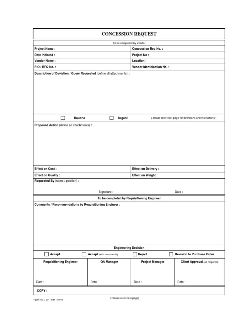 Concession Request Form