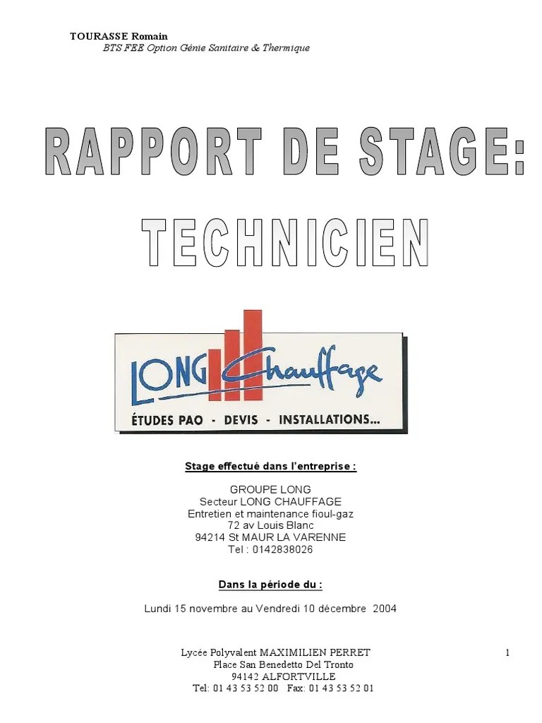 Exemple Rapport De Stage Ouvrier Bts Electrotechnique Le Meilleur Exemple