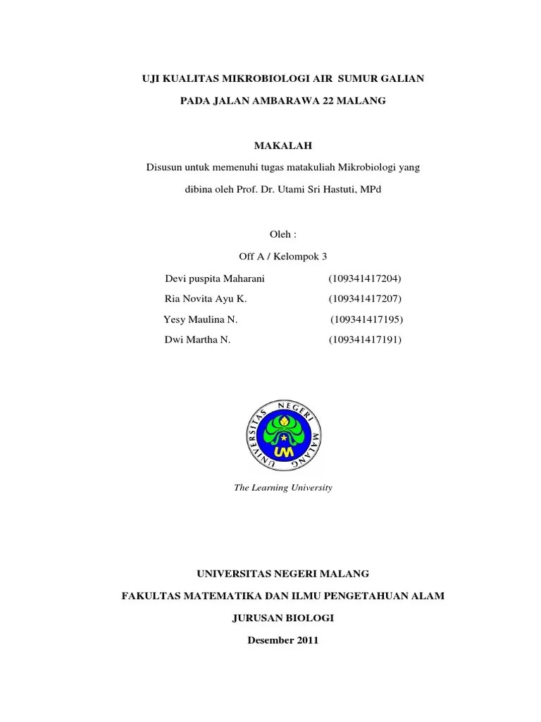 Makalah Uji Kualitas Air