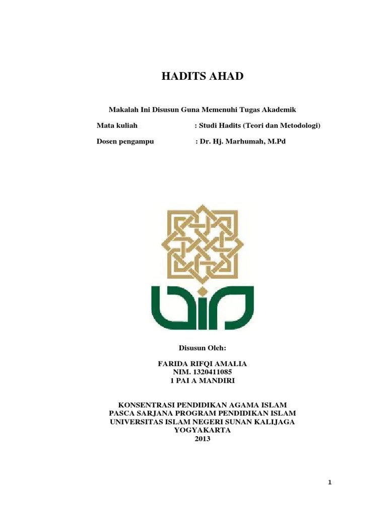 Makalah Hadits Ahad PDF