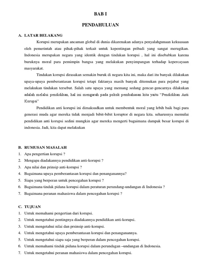 Makalah Tentang Pendidikan Anti Korupsi - Contoh Makalah