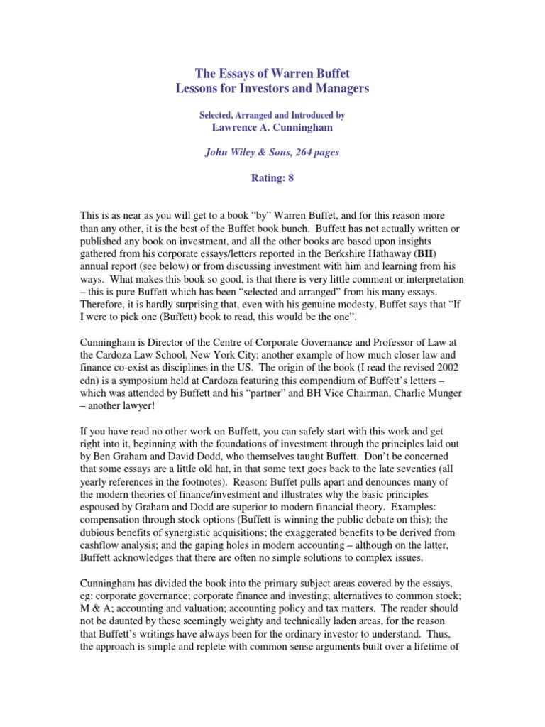 Essays Of Warren Buffet.pdf Warren Buffett Investor