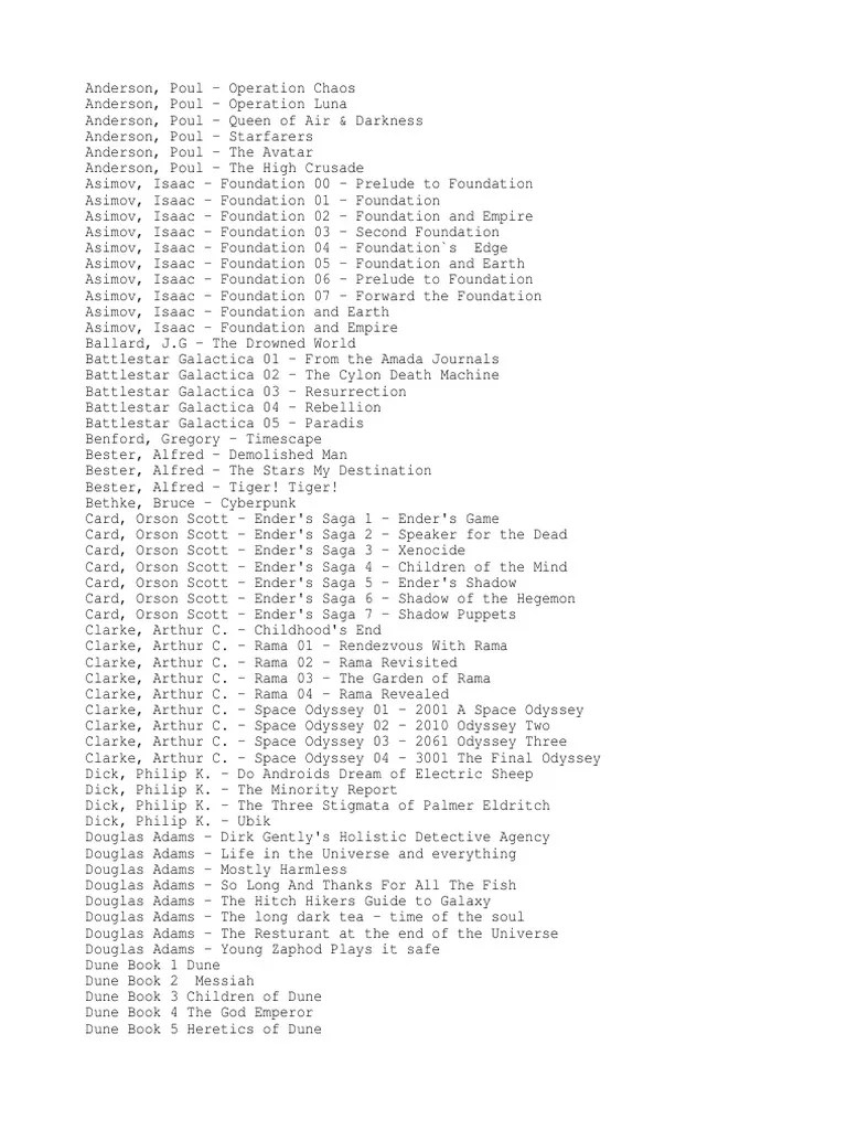 Booklist For Top 100 Sci Fi Books PDF PDF