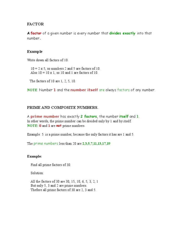 A Factor of a Given Number is Every Number That Numbers Prime Number