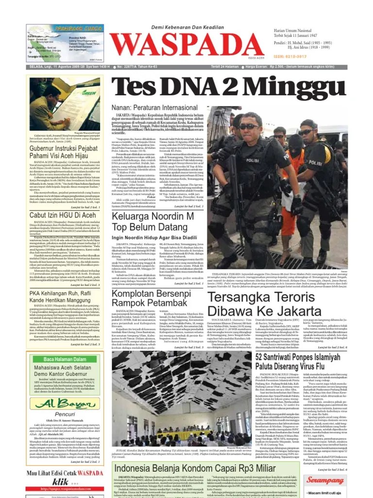 Waspada Aceh 11-8-2009 | PDF