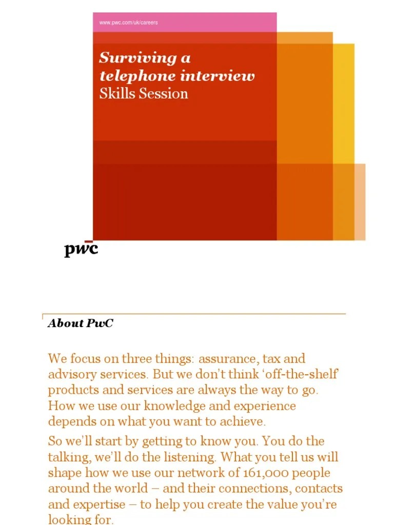 2010 Telephone Interview Pwc Limited Liability Partnership