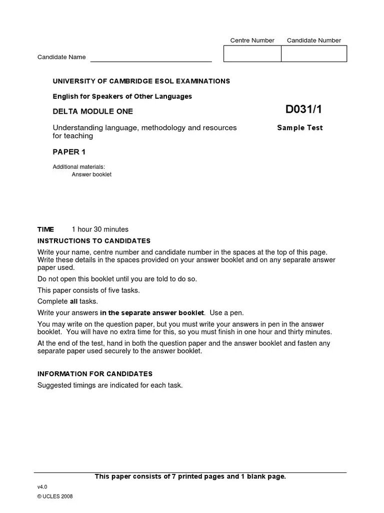 Delta Module1 Sample Test01 1 | PDF | Linguistics | Semiotics