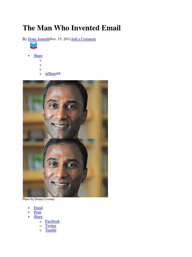 The Man Who Invented Email PDF United States Postal Service Email